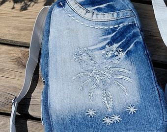 Unique Embroidered Denim Jeans Bag, Limited Denim Bag