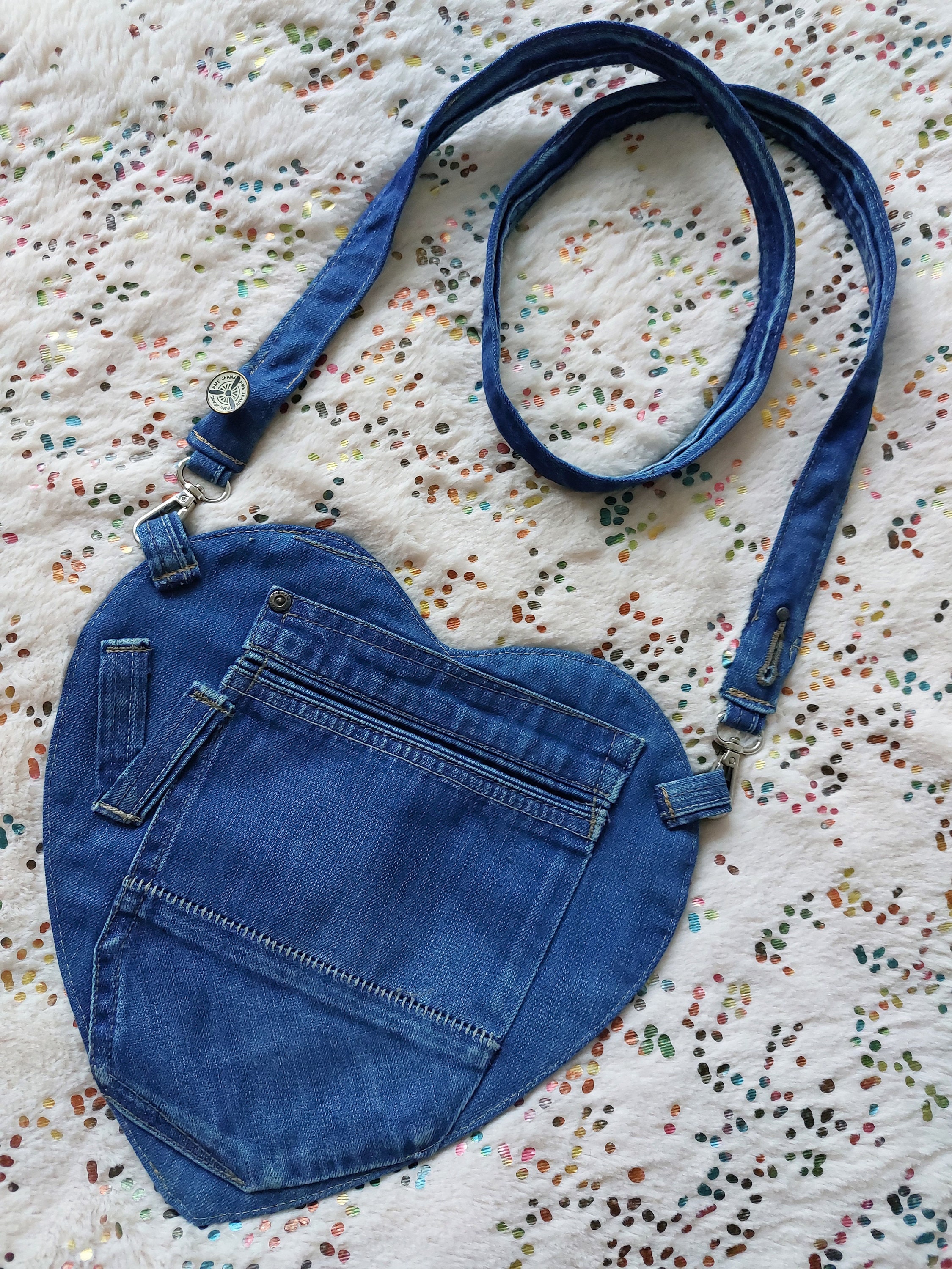 Unique HEART <3 Jeans Bag, Limited Denim Shoulder Bag, Casual