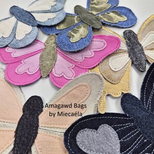 Butterfly patchwork  denim applique, Jeans fabric patch, sew-on shark for jeans, jackets bags & clothing, upcycled denim