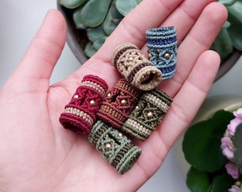 Handmade Macrame Dreadlock Bead with Brass Beads