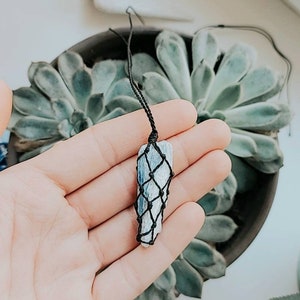 Handmade Kyanite Macrame Pendant Necklace