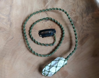 Handmade Macrame Hairwrap: Clear Quartz Crystal Dreadlock Jewelry