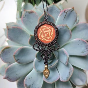 Handmade Macrame Red Agate Pendant Necklace: Brass Charm Jewelry