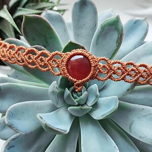 Handmade Macrame Choker: Red Agate Boho Necklace