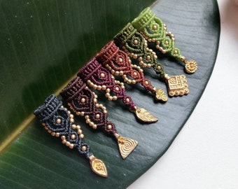 Macrame Dreadbead with Brass Beads: Loc Hair Jewelry