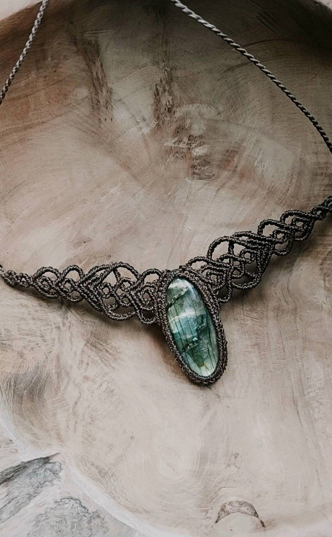 Emaya Handmade Macrame Necklace - Semi Precious Stone