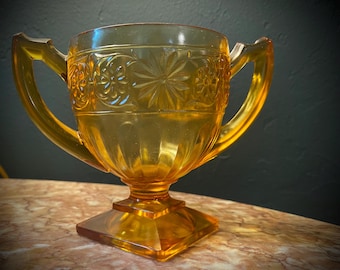 Vintage Indiana Glass - Amberina  Sugar Bowl - UV reactive