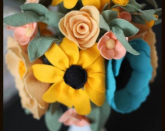 Custom Felt Flower Wedding Bouquet