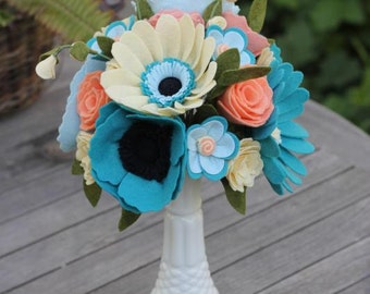 Felt Flower Wedding Bouquet. Custom Made For Each Bride