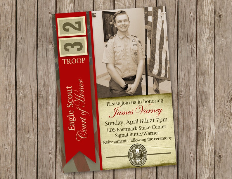 Eagle Scout Announcement Boy Scouts invitation Court of Etsy