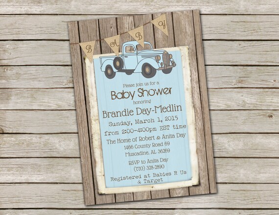 rustic baby boy shower invitations