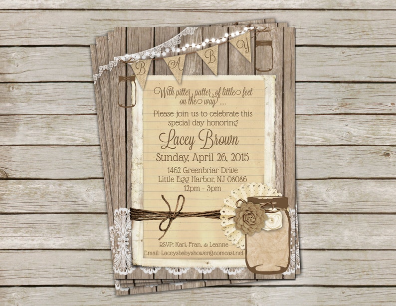 Rustic Gender Neutral Baby Shower Invitation with Burlap