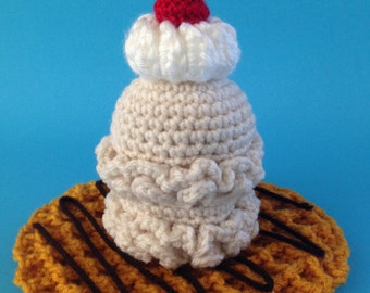 Waffles and Waffle Cone Sundae Ice Cream Crochet Pattern