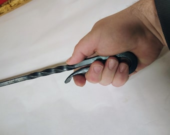 Hand Forged Fire Poker - 44" Blacksmith Campfire Tool