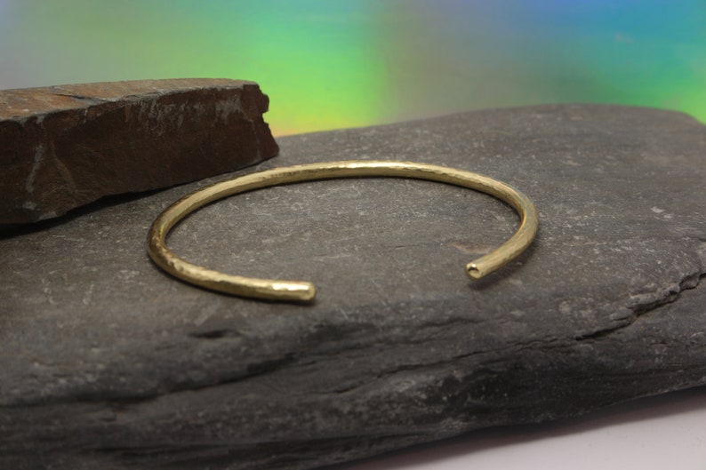 Brass Bracelet textured planished hand forged simple clean elegant Hand made brass Great gift for him or her dimpled Brass Cuff