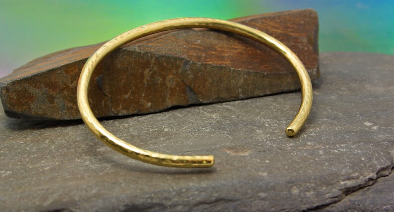 Brass Bracelet textured planished hand forged simple clean elegant Hand made brass Great gift for him or her dimpled Brass Cuff