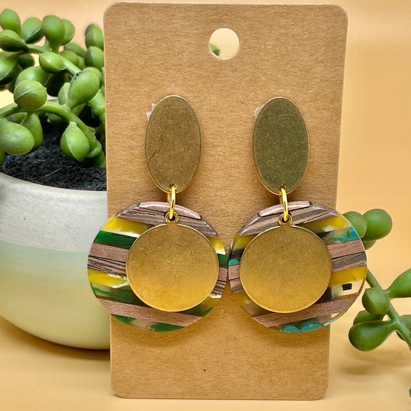 Chic Style, Drop Dangle Earrings, Variety Shape Resin Strip Wood Earrings, Colorfully , All Seasonal, Fashion For Woman