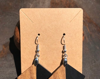 Fan Triangle Half Black Woods Earrings