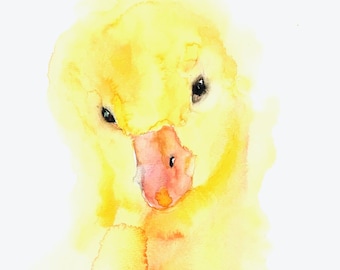 Duckling - Watercolor Print, Duck Watercolor, Baby Duck Art, Duck Decor, Nursery Art, Duck Illustration, Duck Painting, Baby Animal Art, Art