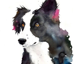 Border Collie - Watercolor Giclee, Watercolor Print, Dog Print, Border Collie Art, Border Collie Painting, Modern Watercolor Art, Dog Art