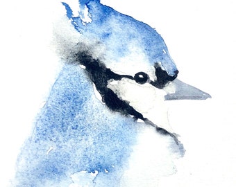 Blue Jay - Baby Blue Jay, Blue Jay Watercolor, Blue Jay Art, Blue Jay Decor, Blue Jay Wall art, Blue Jay Nursery Art, Modern Blue Jay Art