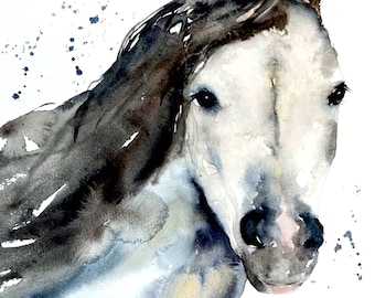 Horse Watercolor - Horse Art Print, Wild Horse Art, Wild Horse Painting, Horse Illustration, Wild Mustang Art, Horse Decor, Horse Wall Art