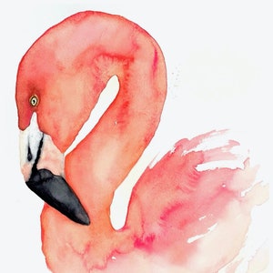 Flamingo  - Watercolor Print. Flamingo art, Flamingo Watercolor, Flamingo Decor, Bird Watercolor, Modern Flamingo, Flamingo Painting, Art