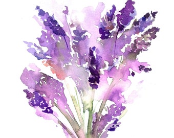 Lavendelträume - Aquarell Druck, Lavendel, Lavendel Malerei, Lavendel Kunst, Abstrakte Blumen Aquarell, Abstrakte Kunst, Natur Aquarell