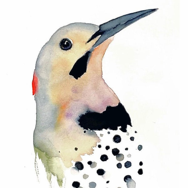 Noordelijke flikkering - aquarel print, flikkering kunst, specht kunst, noordelijke flikkering kunst, vogel aquarel, vogel illustratie, vogel kunst, kunst