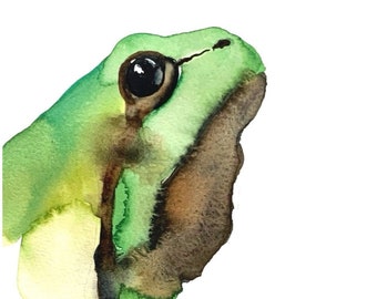 Tree Frog - Watercolor Print, Frog Watercolor, Frog Art, Frog Print, Frog Decor, Tree Frog Painting, Abstract Frog, Modern Watercolor, Art