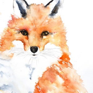 Fox Watercolor - Fox Art, Nursery Fox Art, Fox Decor, Fox Painting, Nature Watercolor, Whimsical Watercolor, Woodland, Animal Watercolor,