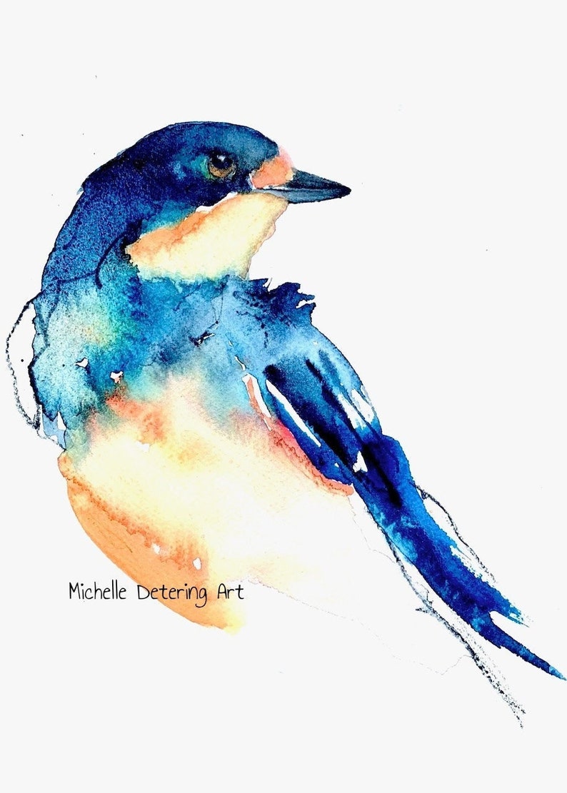 Barn Swallow Study Watercolor Print, Watercolor Giclee, Bird Print, Bird Watercolor, Swallow Decor, Swallow Art, Barn Swallow Watercolor image 1
