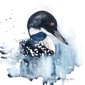 Loon Watercolor - Loon Print, Loon Decor, Loon Painting, Loon Art, Nature Watercolor, Modern Watercolor, Bird Watercolor, Bird illustration