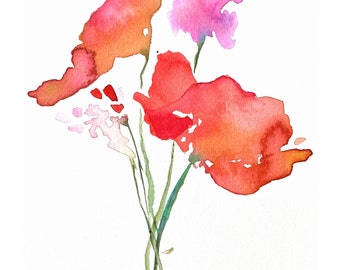 Wildflowers II - Watercolor Flowers, Floral Watercolor, Watercolor Print, Modern Flower Watercolor, Flower Art, Botanical art, Wildflower