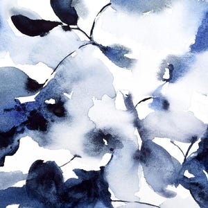 Indigo Flowers - Watercolor Print, Blue Floral Print, Blue Flowers, Indigo Flowers, Indigo Floral, Indigo Watercolor, Watercolor Floral, Art
