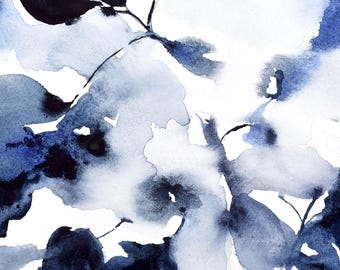 Indigo Flowers - Watercolor Print, Blue Floral Print, Blue Flowers, Indigo Flowers, Indigo Floral, Indigo Watercolor, Watercolor Floral, Art