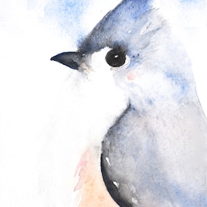 Tufted Titmouse -Watercolor Print, Watercolor Bird, Titmouse Painting, Bird Art, Titmouse Decor, Woodland Bird Art, Modern Bird Art, Nursery