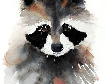 Raccoon - Watercolor Print, Watercolor Raccoon, Raccoon Art, Raccoon Decor, Raccoon Illustration, Raccoon Painting, Woodland Animal Art, Art