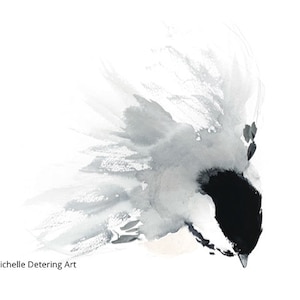 Chickadee in Flight II - Watercolor Print, Watercolor Giclee, Watercolor Chickadee, Chickadee Painting, Chickadee art, Chickadee Decor, Bird