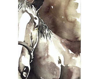 Sunny - Horse Watercolor Print - Horse Art, Sepia Horse, Sepia Watercolor, Horse Watercolor, Horse Painting, Horse Art, Horse Decor, Equine