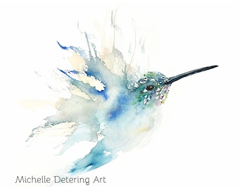 Hummingbird Flight - Watercolor Print, Watercolor Giclee, Hummingbird Art, Hummingbird Watercolor, Hummingbird in Flight, Hummingbird Decor