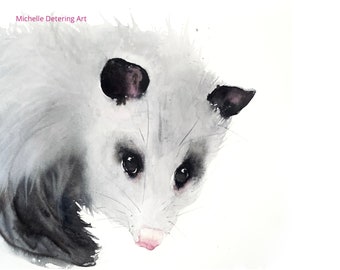 Opossum - Aquarell Druck, Aquarell, Opossum Aquarell, Opossum Malerei, Waldtiere, Opossum Kunst, Aquarell Tiere, Moderne Kunst
