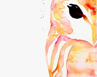 Owl in Orange and Pink - Watercolor Print, Watercolor Owl, Owl Decor, Owl Painting, Owl Watercolor, Owl Decor, Modern Owl Print, Whimsical