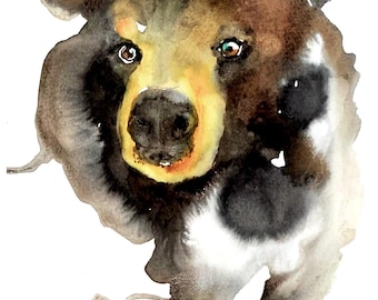 Bear - Watercolor Print, Watercolor Bear, Bear Art, Abstract Bear, Bear Decor, Bear Painting, Modern Bear Art, Bear Watercolor,  Brown Bear