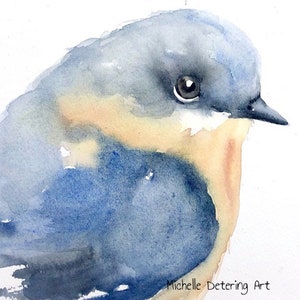 Bluebird Study II - Watercolor Print, Bluebird Watercolor, Bluebird Art, Bluebird Painting, Bluebird of Happiness, Female Bluebird Art, Art