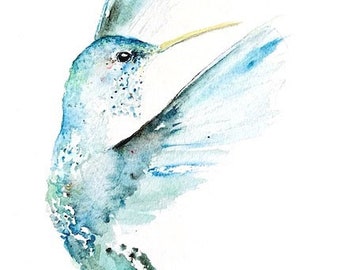 Colibri - impression aquarelle, Art de l’aquarelle, aquarelle oiseau, Art de colibri, aquarelle de colibri, décor de colibri, décor d’oiseau, Art