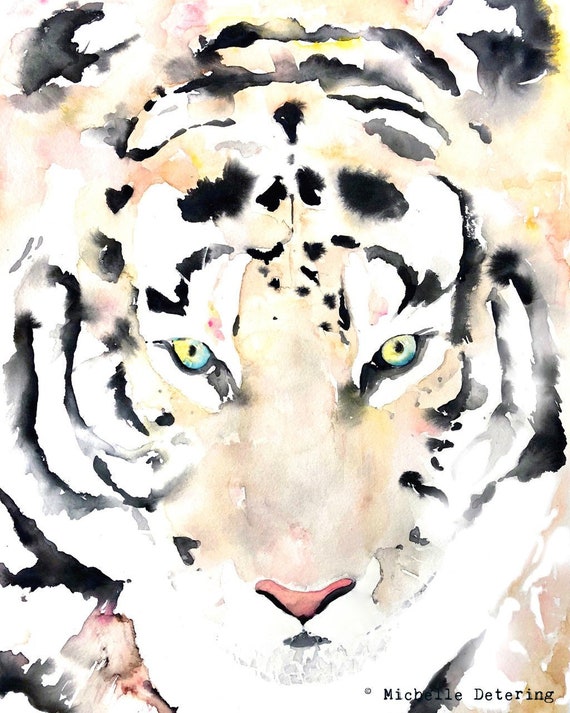 Tiger Watercolor Tiger Art Tiger Painting Tiger Decor Cat | Etsy
