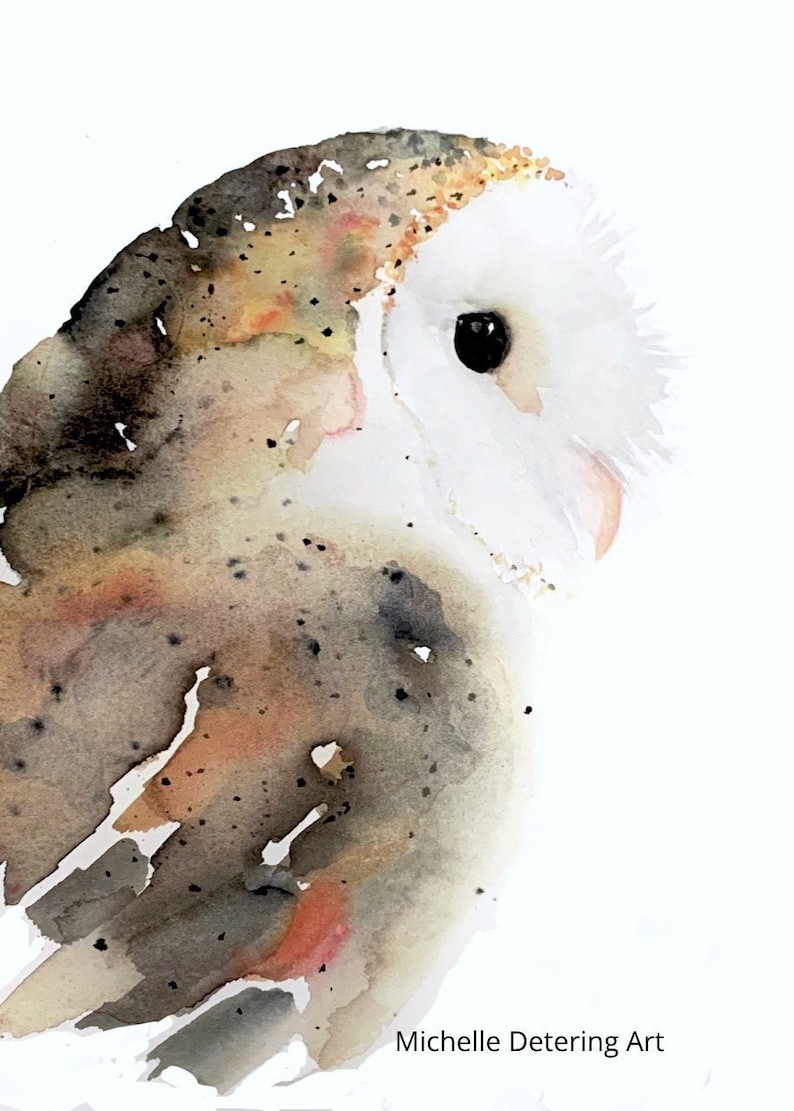 Barn Owl Watercolor Watercolor Print, Watercolor Owl, Owl Print, Barn Owl Art, Barn Owl Watercolor, Owl Watercolor, Owl Decor, Owl art image 1