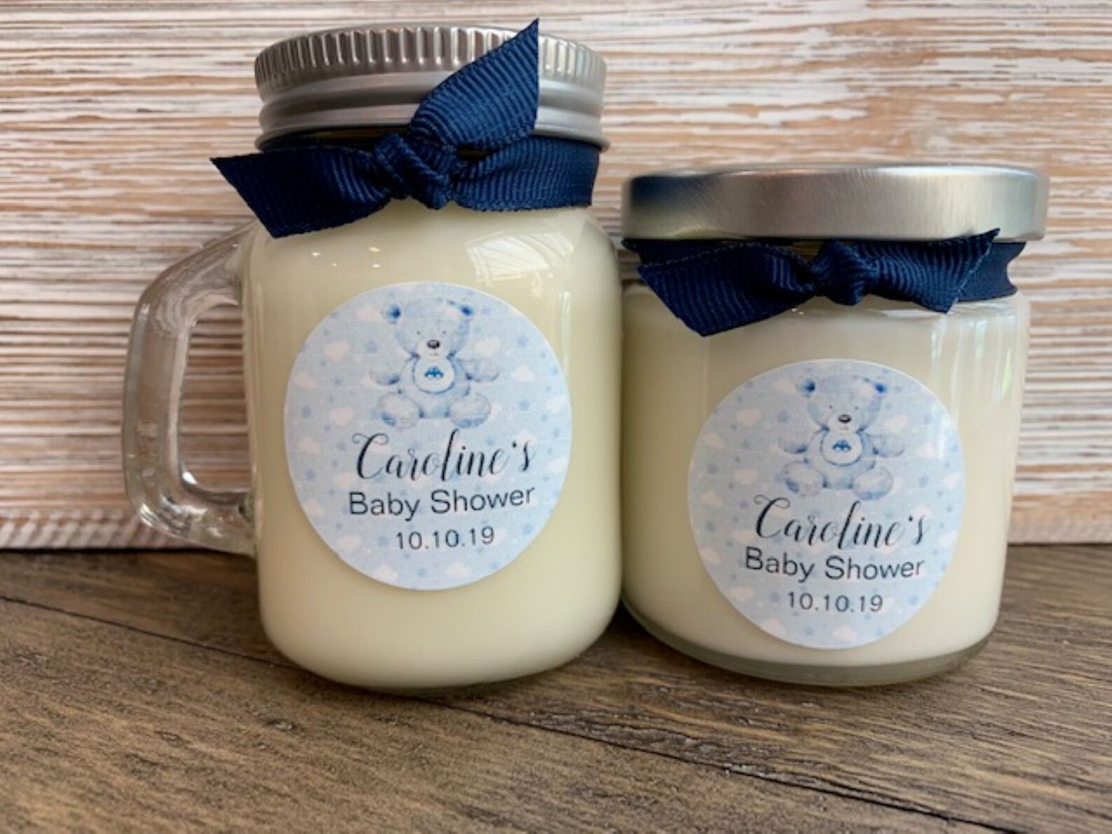 Baby Boy Shower Favors / 4.75 oz Candle Favors / Blue Teddy Etsy