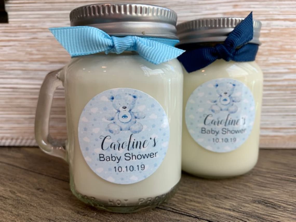 Baby Boy Shower Favors / 4.75 oz Candle Favors / Blue Teddy Etsy